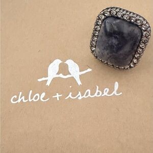 Chloe + Isabel Blue Marbled Cabochon Ring with Rhinestone Halo Size 8
B2